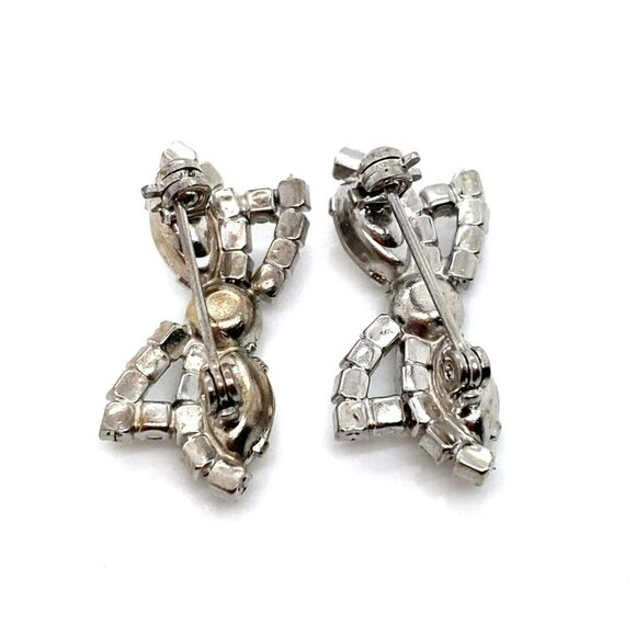 VTG Estate Costume Silver & Clear Rhinestone Bow Shoe or Scarf‎ Pins! 27 - Picture 5 of 6